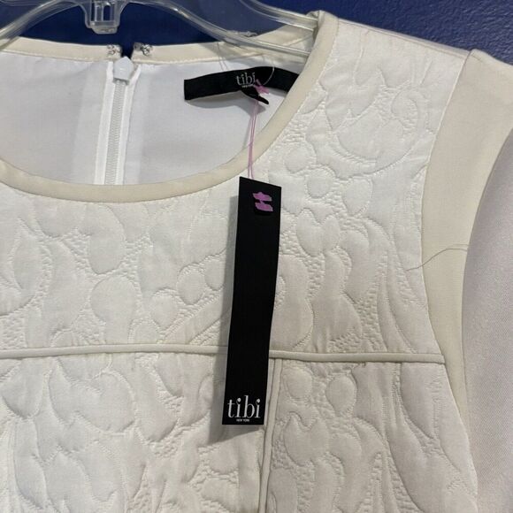 NWT Tibi Matron Quilted Panel Dress Ivory / Blush Sz 2 - Picture 4 of 5